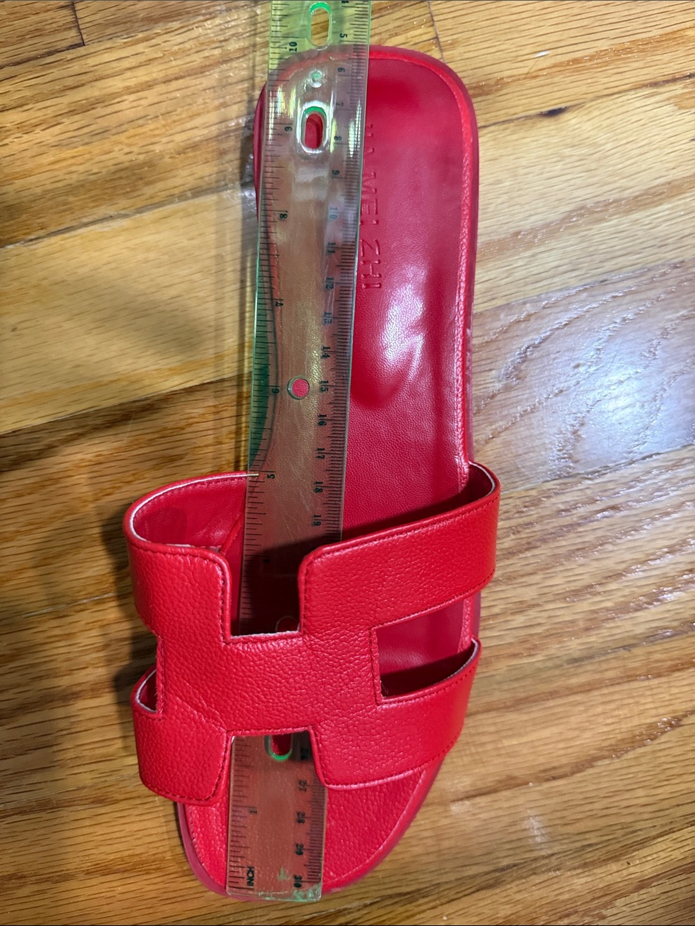 Red Faux Leather Slide Sandals – Luxe Minimalist Design - Picture 6 of 7